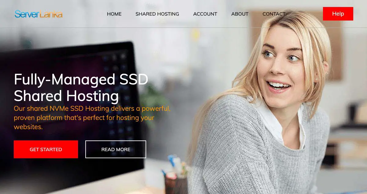 Homepage of ServerLanka Hosting hosting