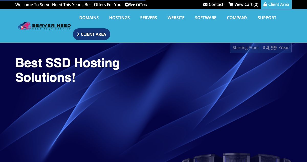 Homepage of Serverneed.com Hosting Domain & Web Development Company hosting