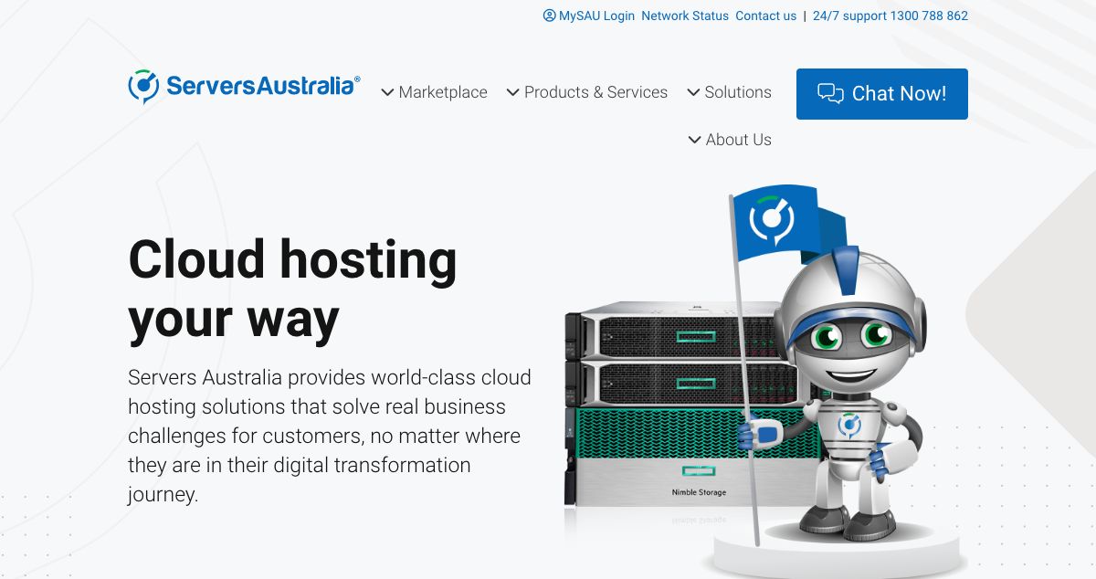 Homepage of Servers Australia hosting