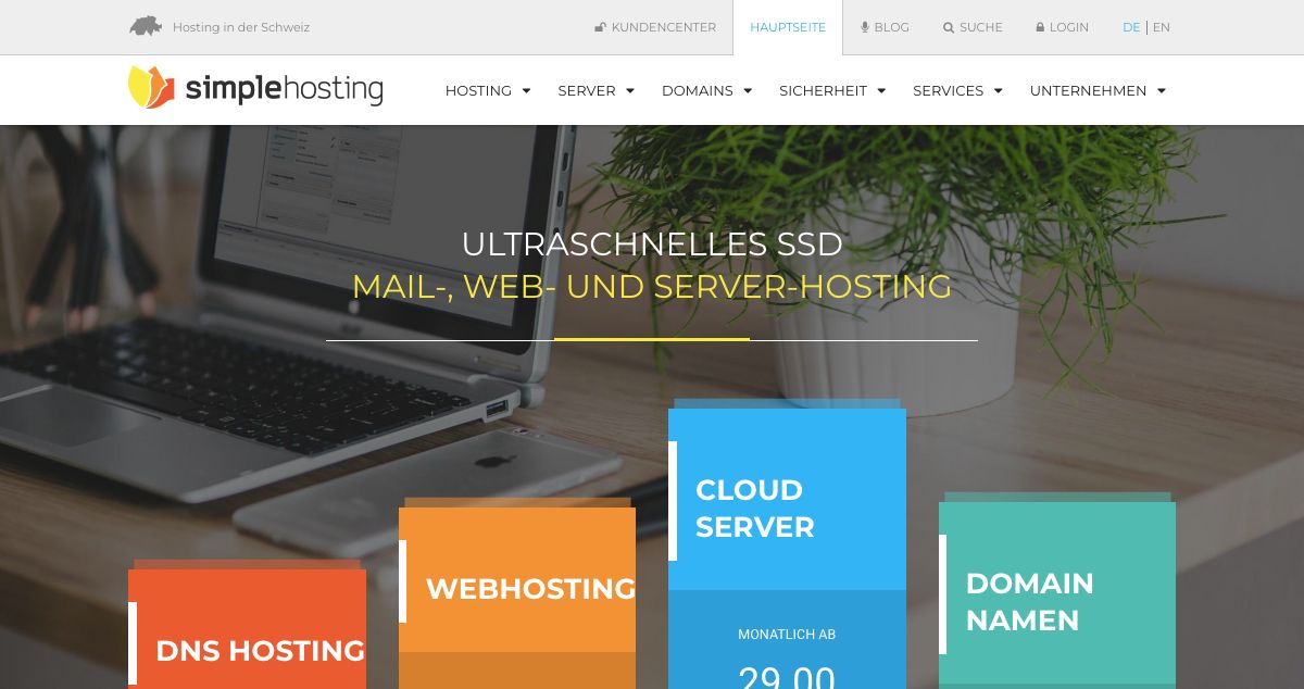 Homepage of simple hosting hosting