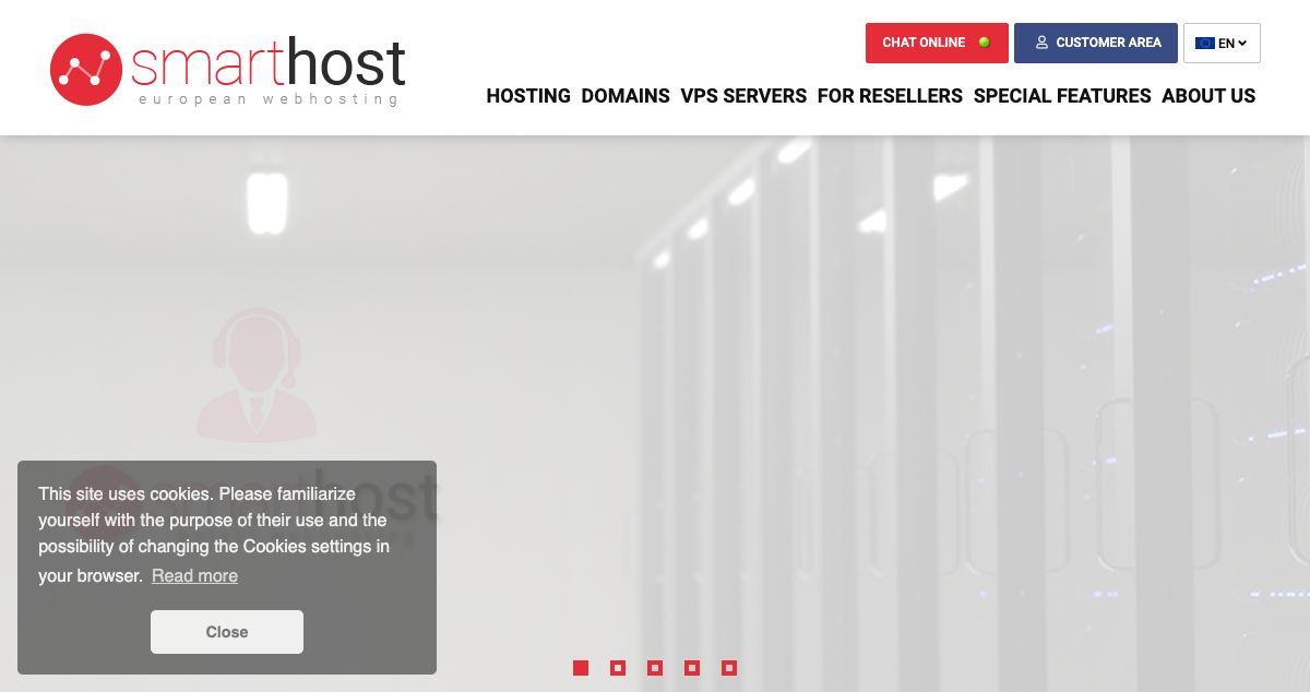 Homepage of Smarthost.eu hosting