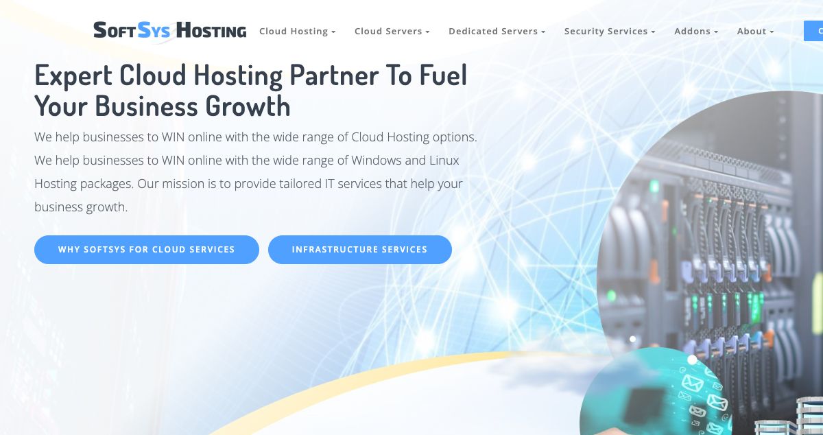 Homepage of SoftSys Hosting hosting