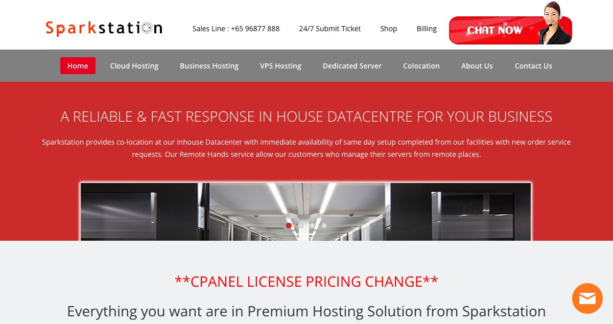 Homepage of Sparkstation hosting