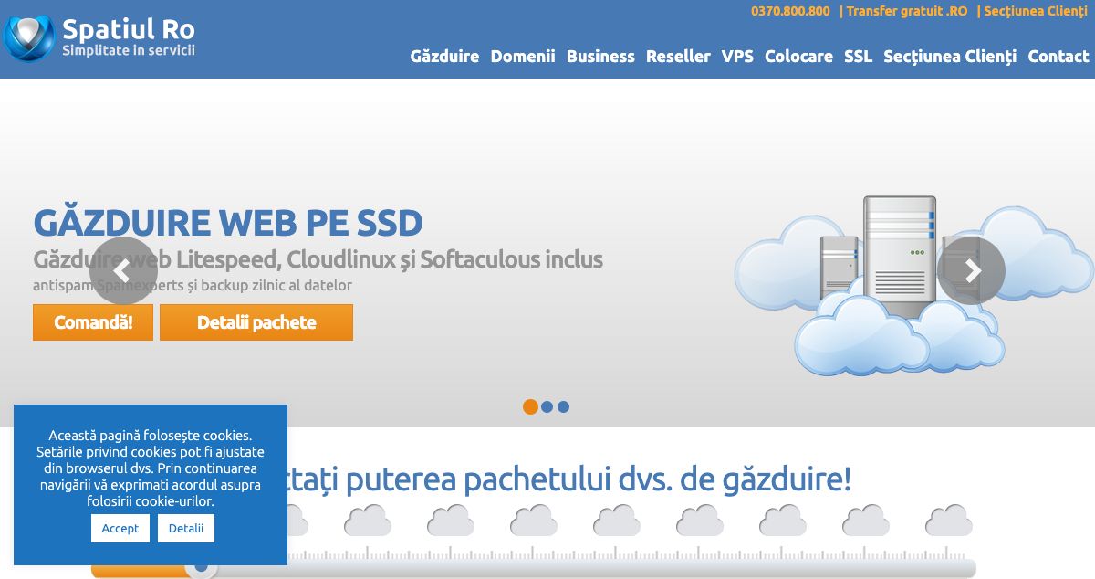 Homepage of Spatiul.Ro hosting