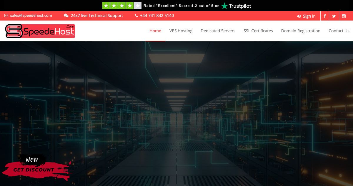 Homepage of SpeedeHost.Com Managed Hosting Services hosting