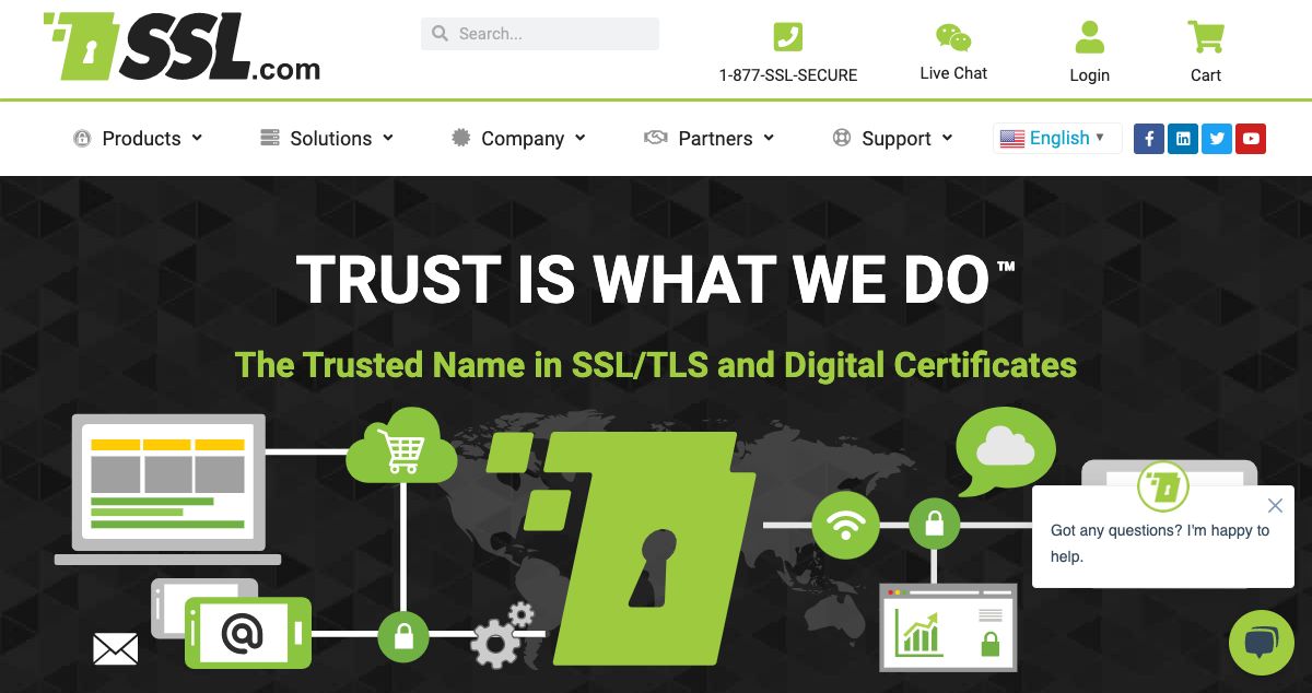 Homepage of SSL.com hosting