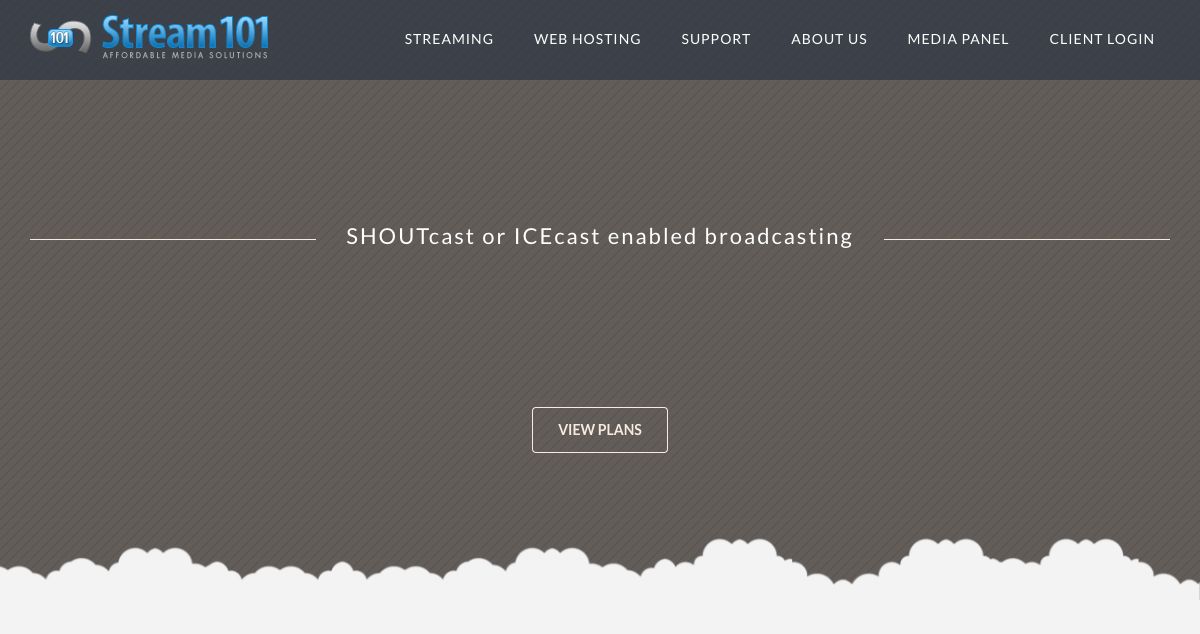 Homepage of Stream101 hosting