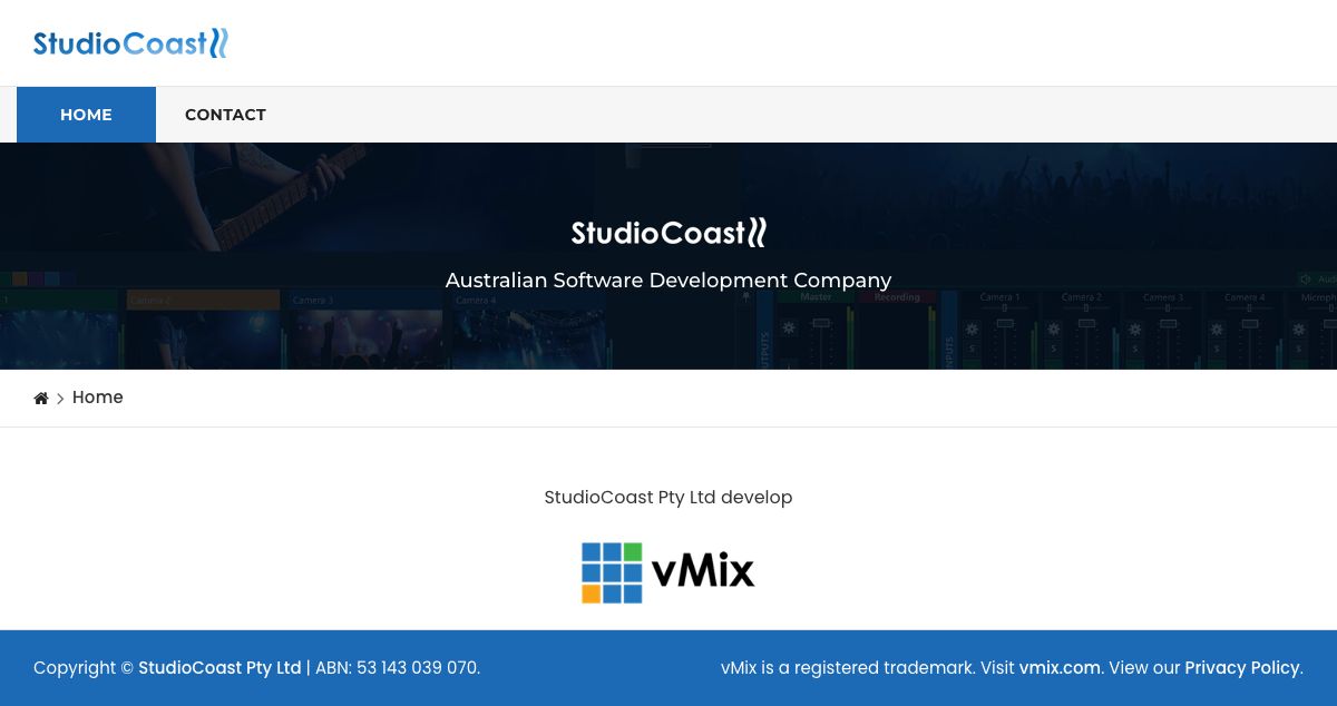 Homepage of StudioCoast hosting