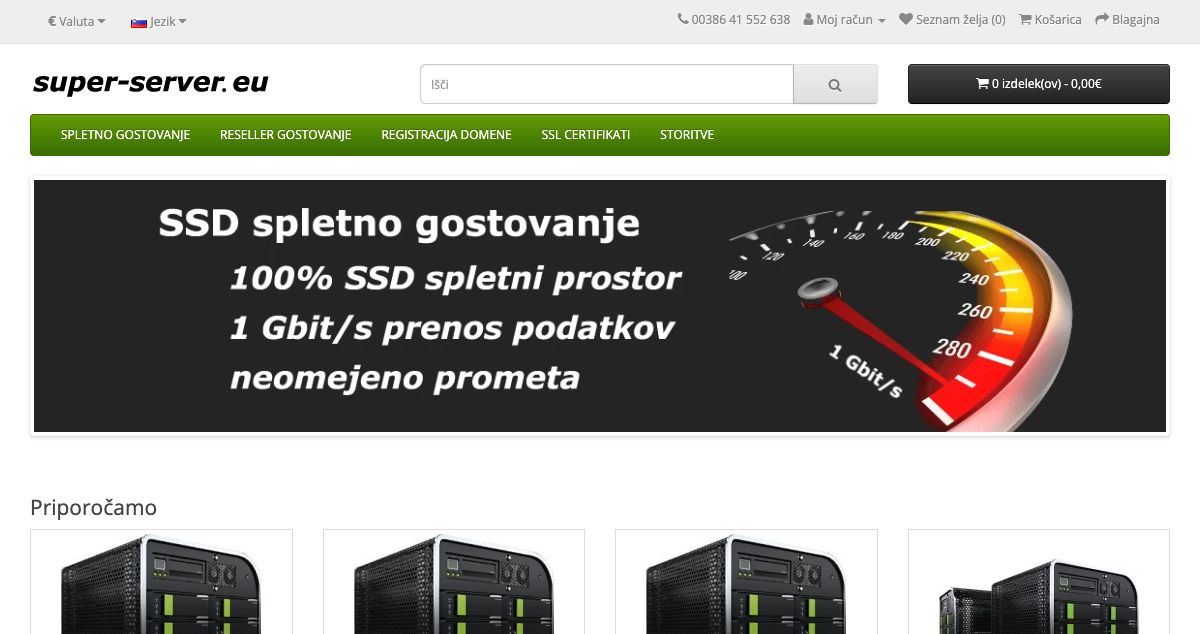 Homepage of Super Server hosting