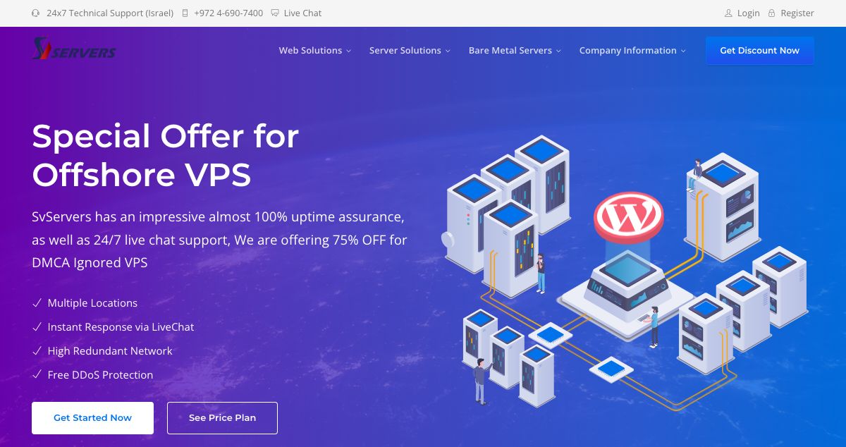 Homepage of SvServers hosting