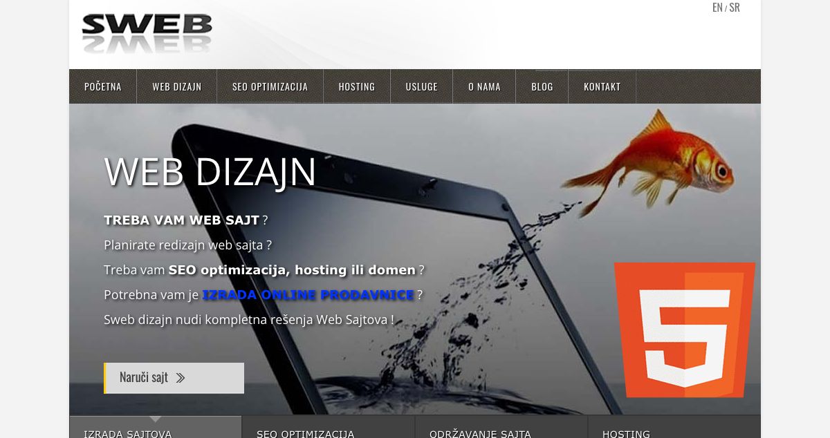 Homepage of Swebdizajn Beograd hosting