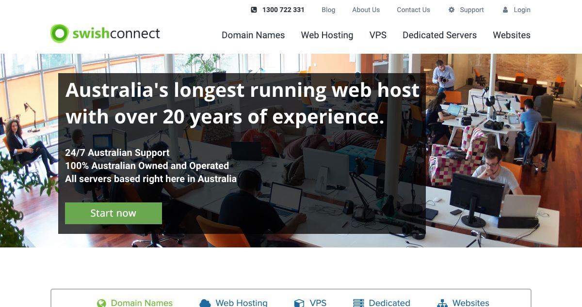 Homepage of Swish Connect hosting