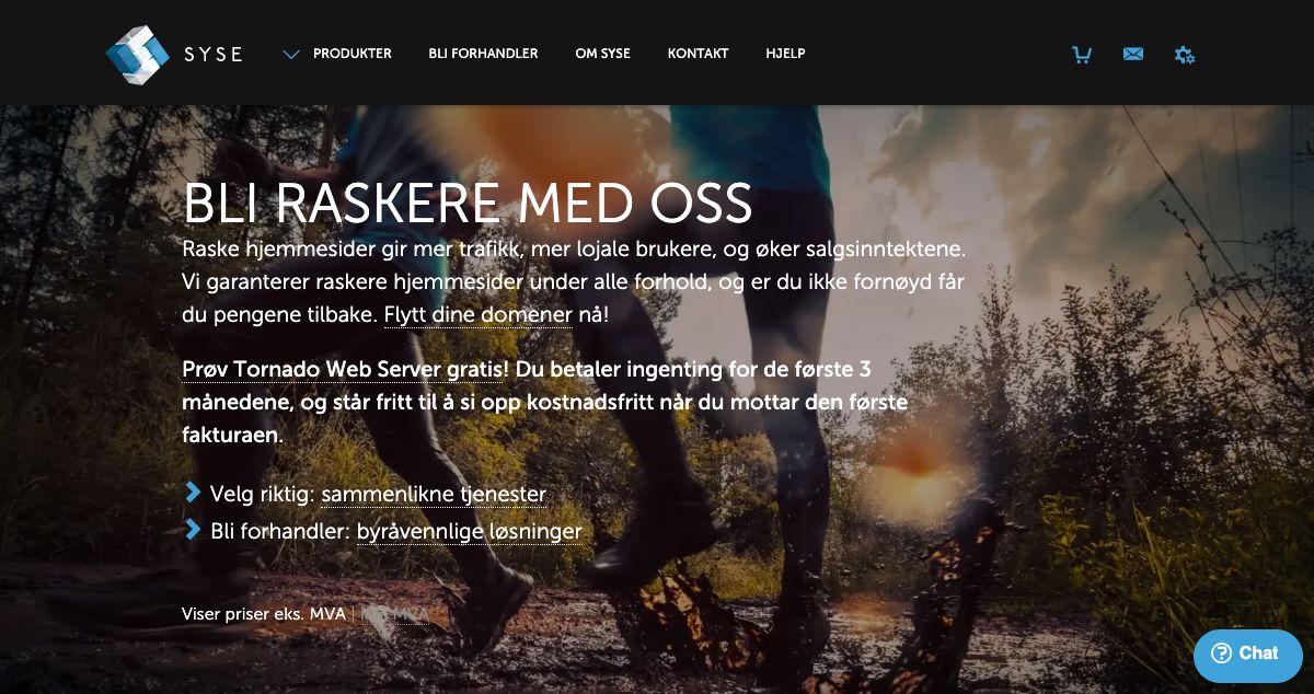 Homepage of SYSE hosting