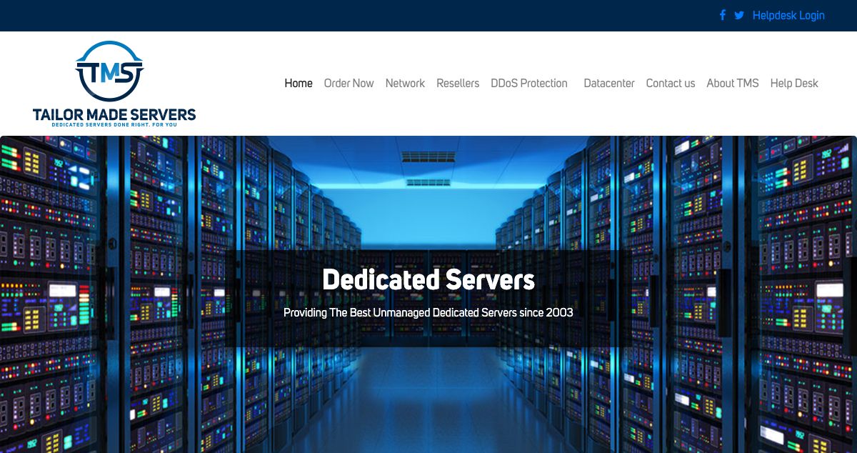 Homepage of Tailor Made Servers hosting