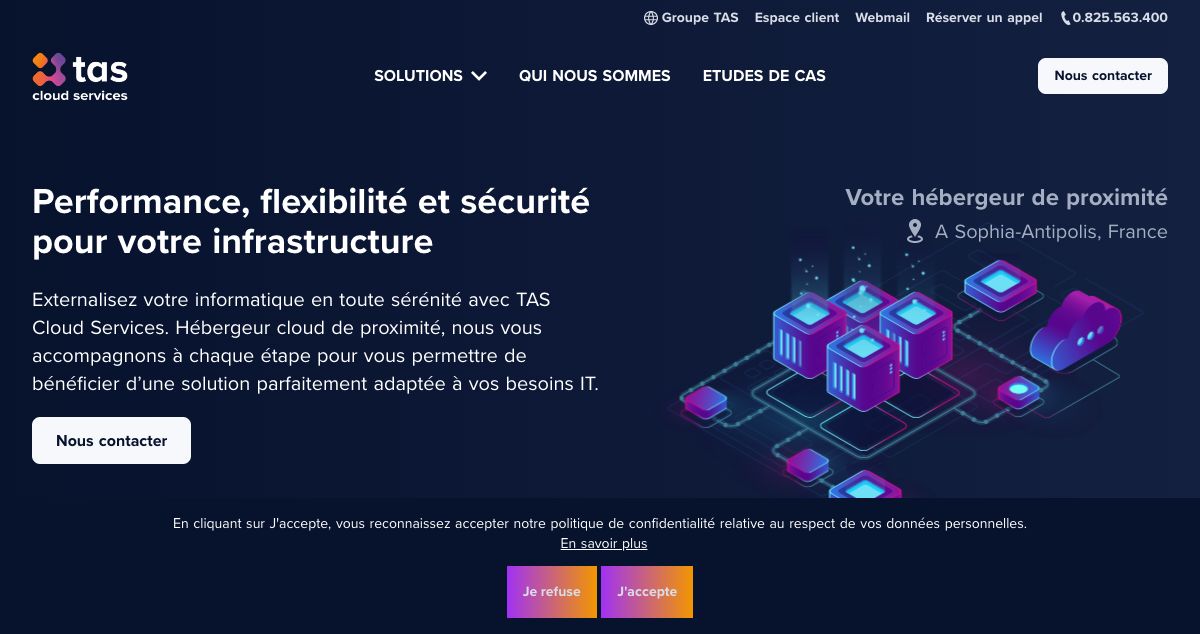 Homepage of TAS France hosting