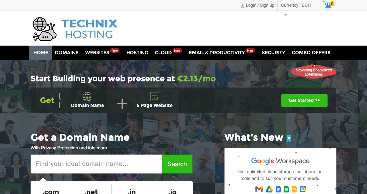 Homepage of Technixserv Webhosting hosting