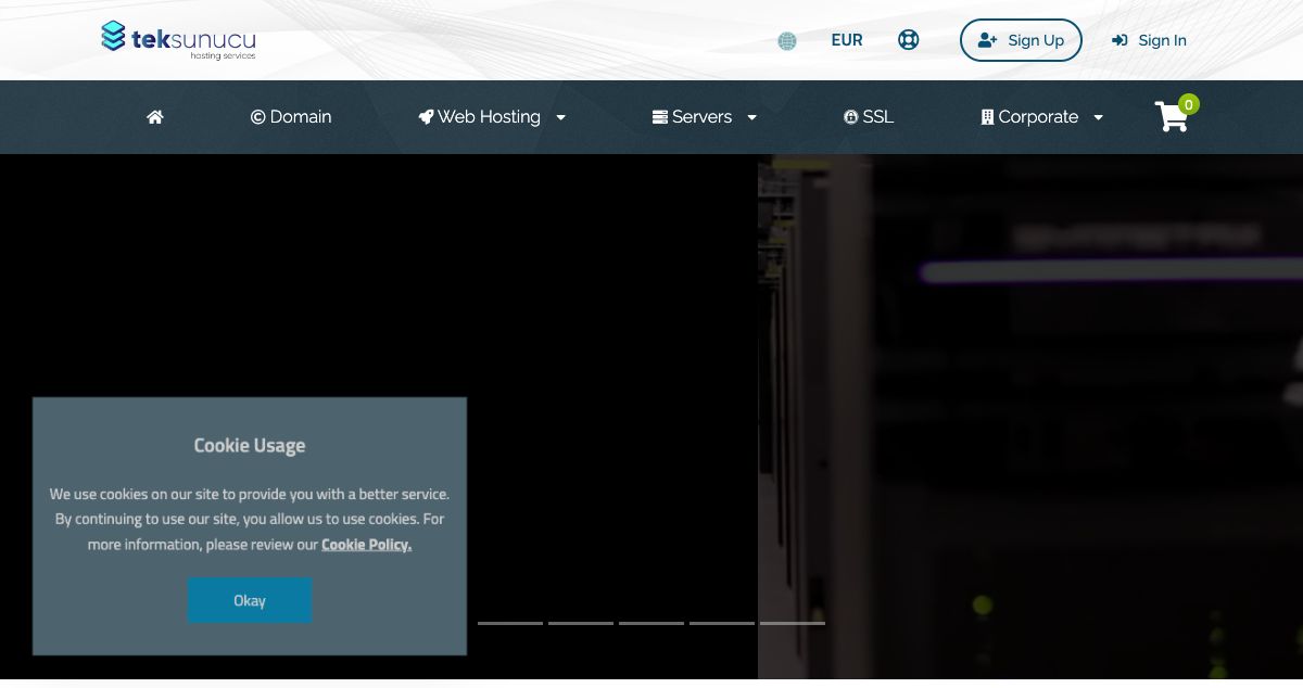 Homepage of Teksunucu İnternet ve Bilişim Hizmetleri hosting