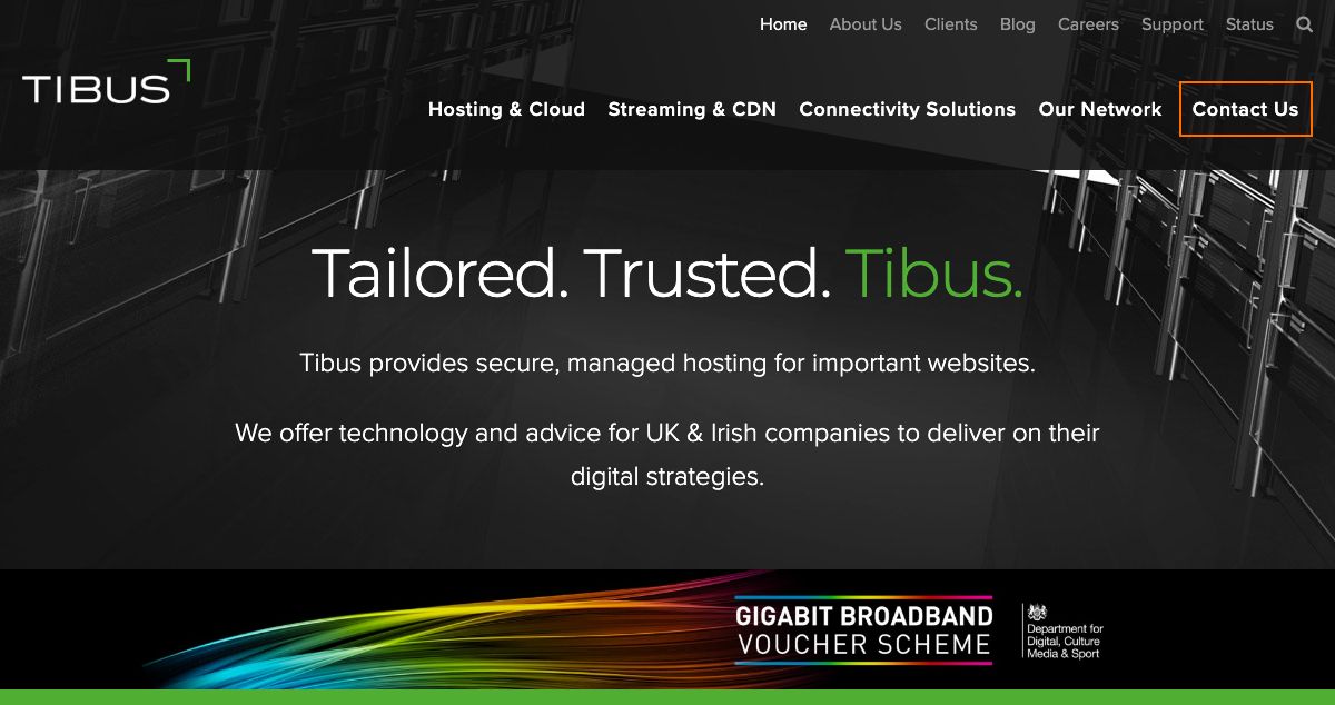 Homepage of Tibus hosting