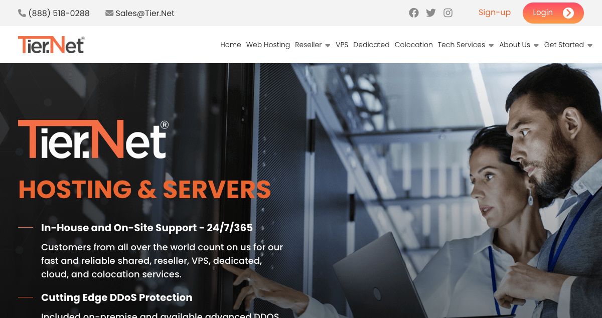 Homepage of Tier.Net hosting