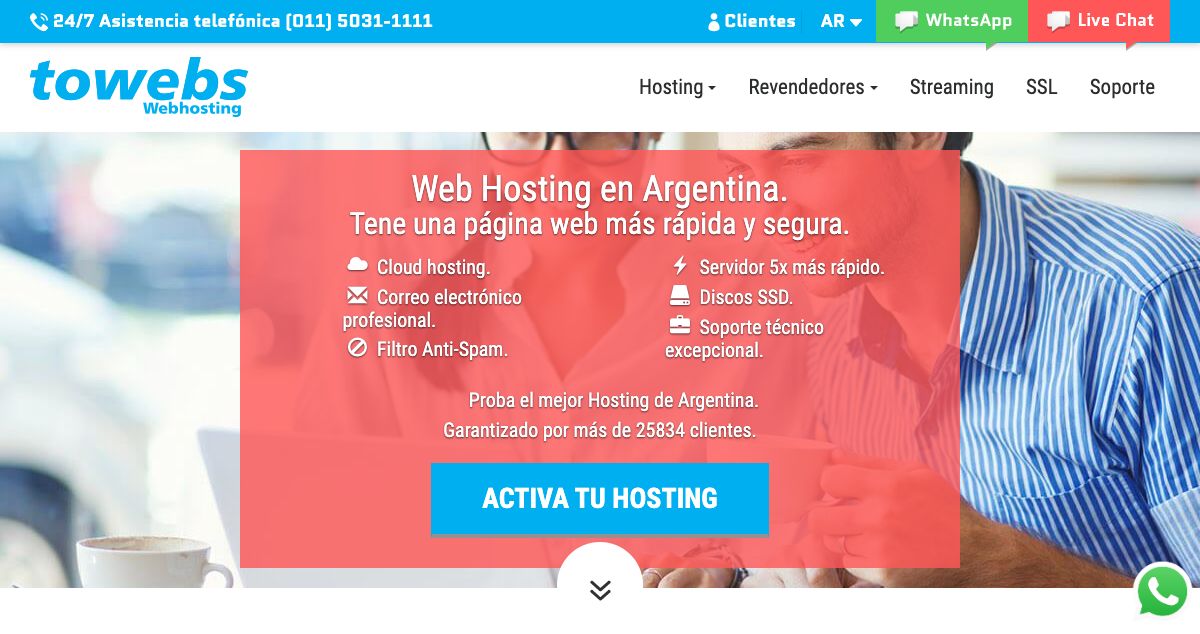 Homepage of Towebs hosting