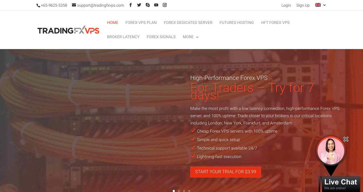 Homepage of Trading FX VPS hosting