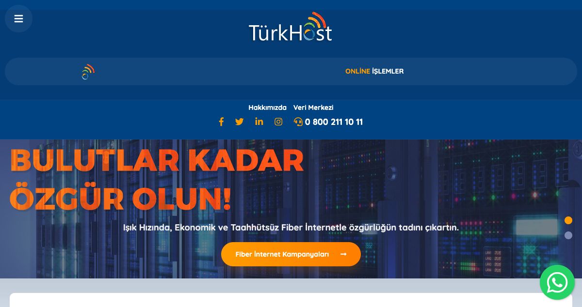 Homepage of TurkHost hosting