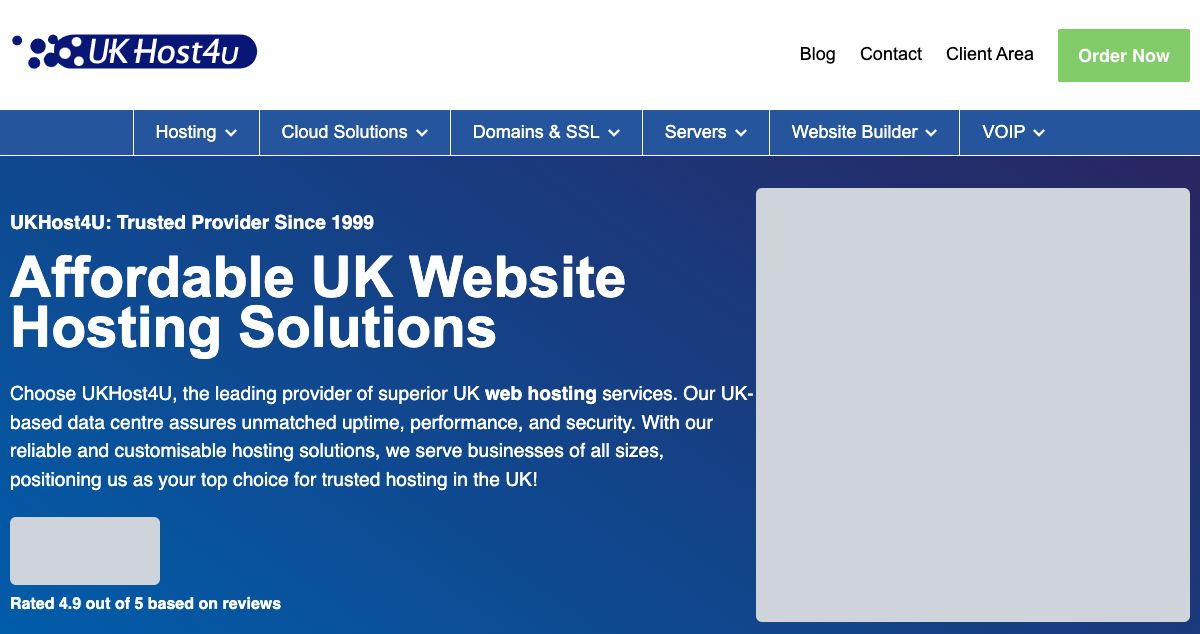 Homepage of UKhost4u hosting