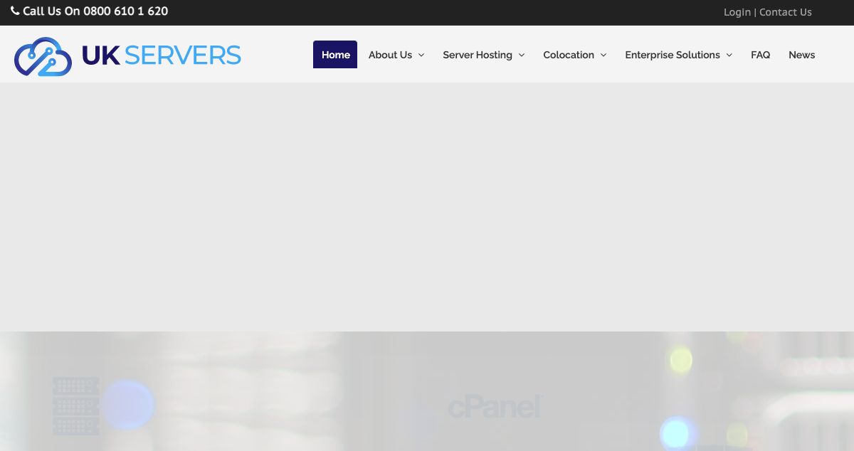 Homepage of UK Servers hosting
