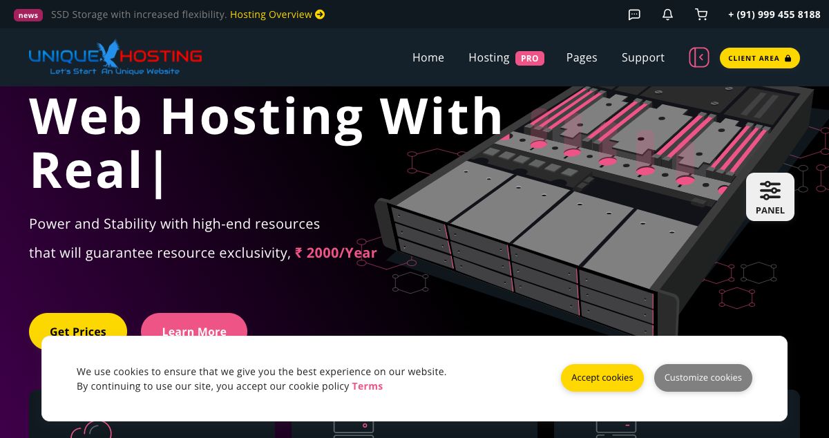 Homepage of UNIQUE HOSTING PRIVATE LIMITED hosting