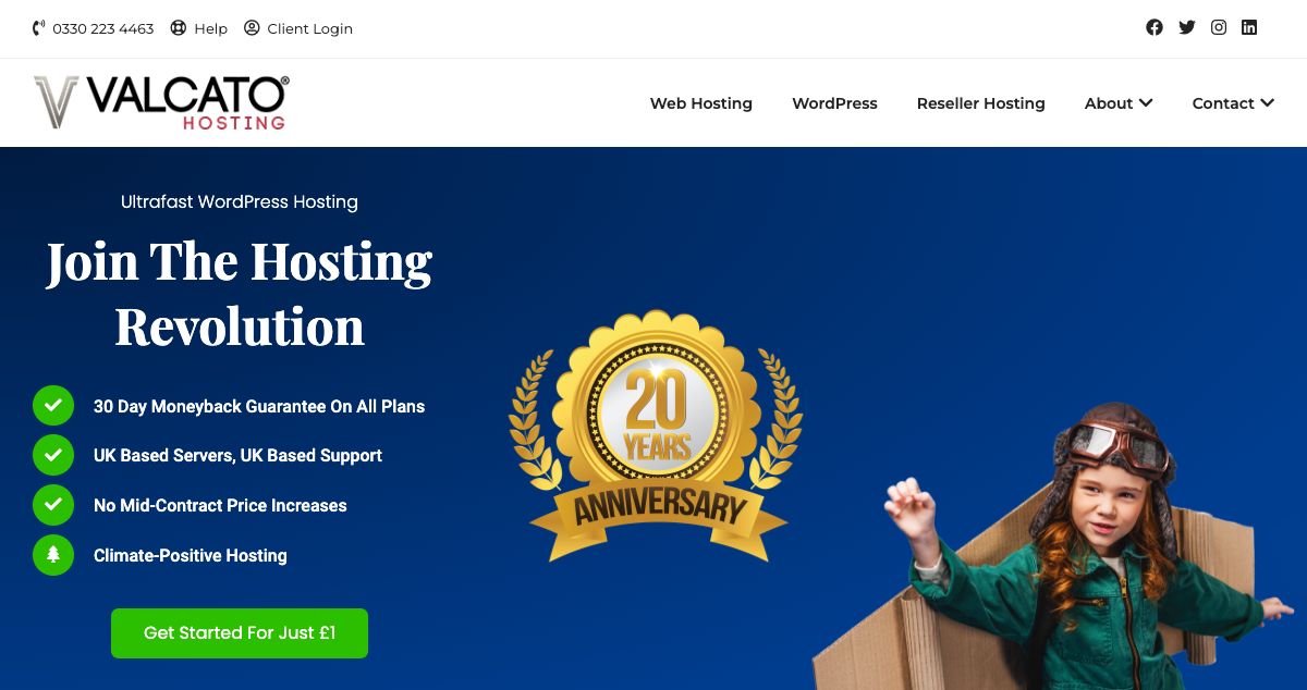 Homepage of Valcato Internet hosting