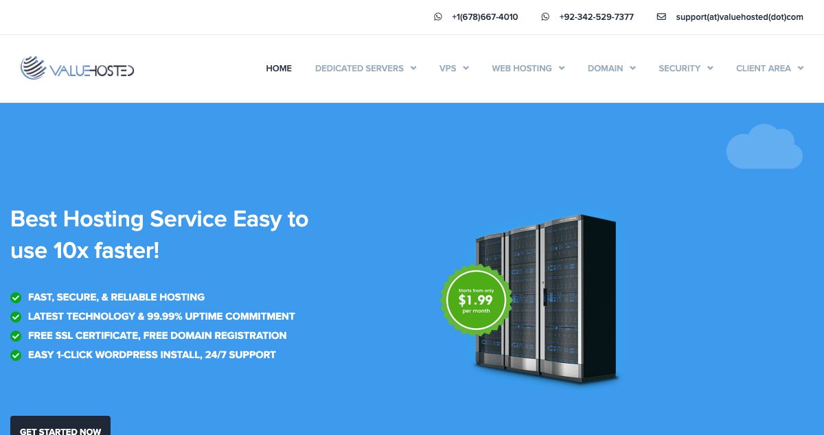 Homepage of The Value hosted PVT LTD hosting