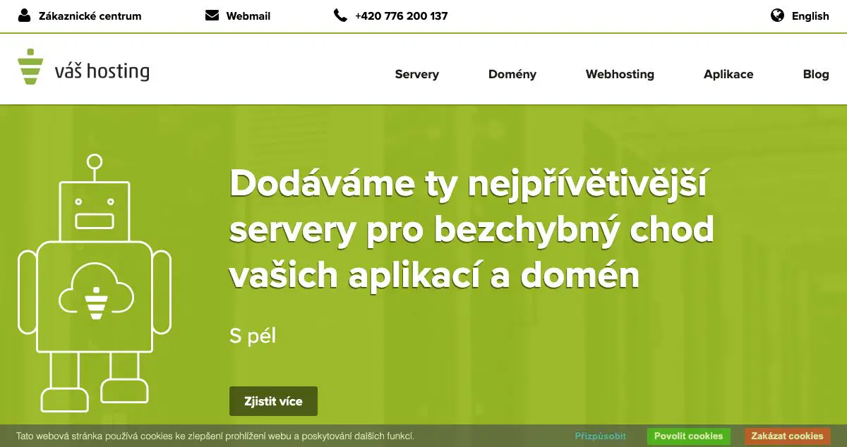 Homepage of Váš hosting hosting