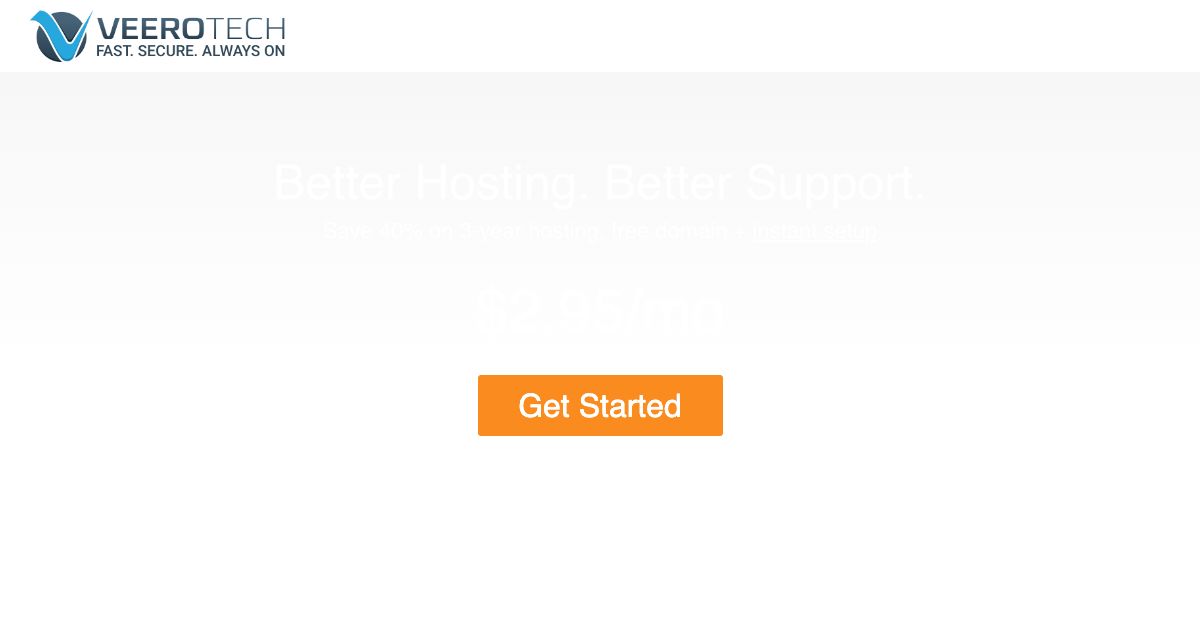 Homepage of VeeroTech Hosting hosting