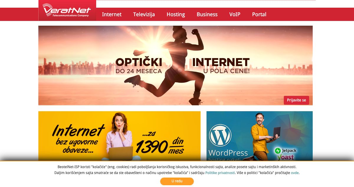 Homepage of VeratNet hosting