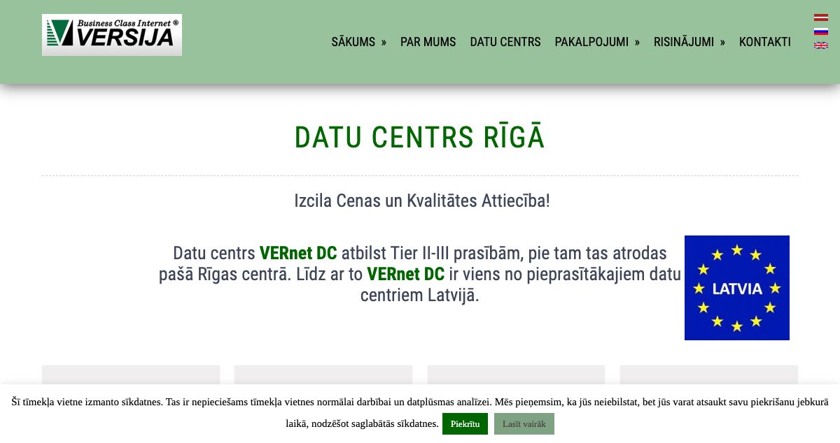 Homepage of VERnet DC hosting