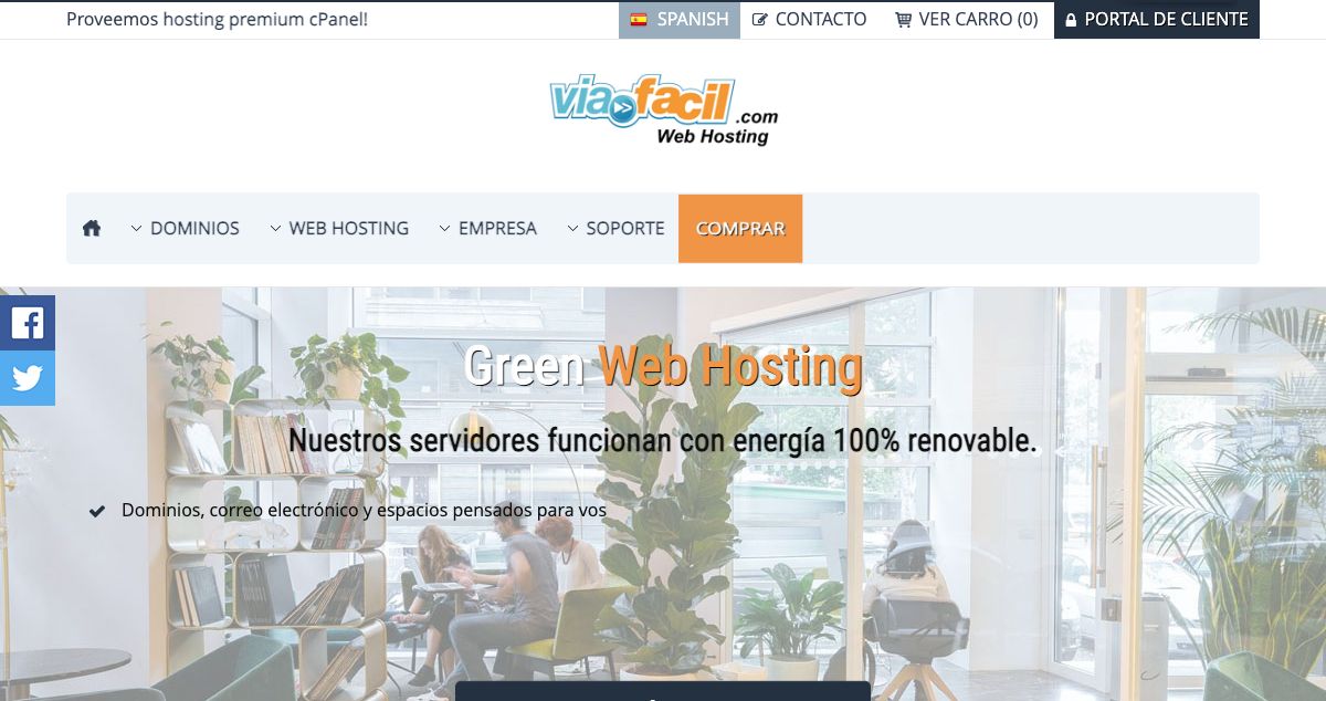 Homepage of Viafacil hosting