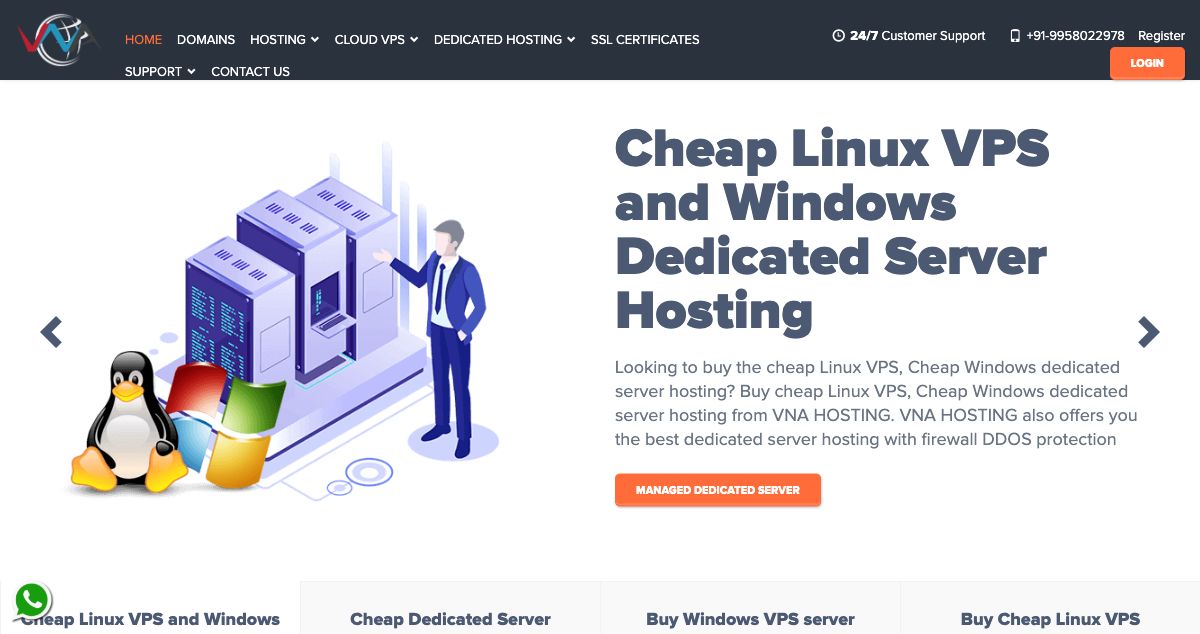 Homepage of VNAHosting hosting