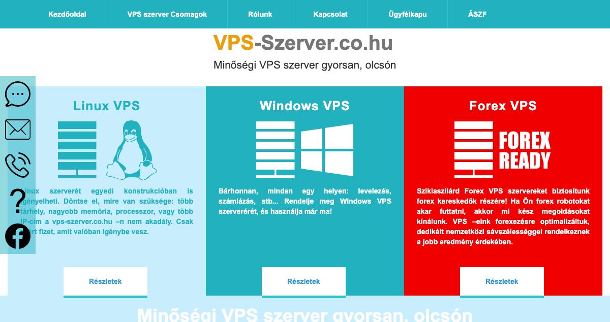 Homepage of VPS Szerver hosting