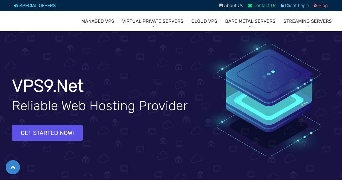 Homepage of VPS9 Networks hosting