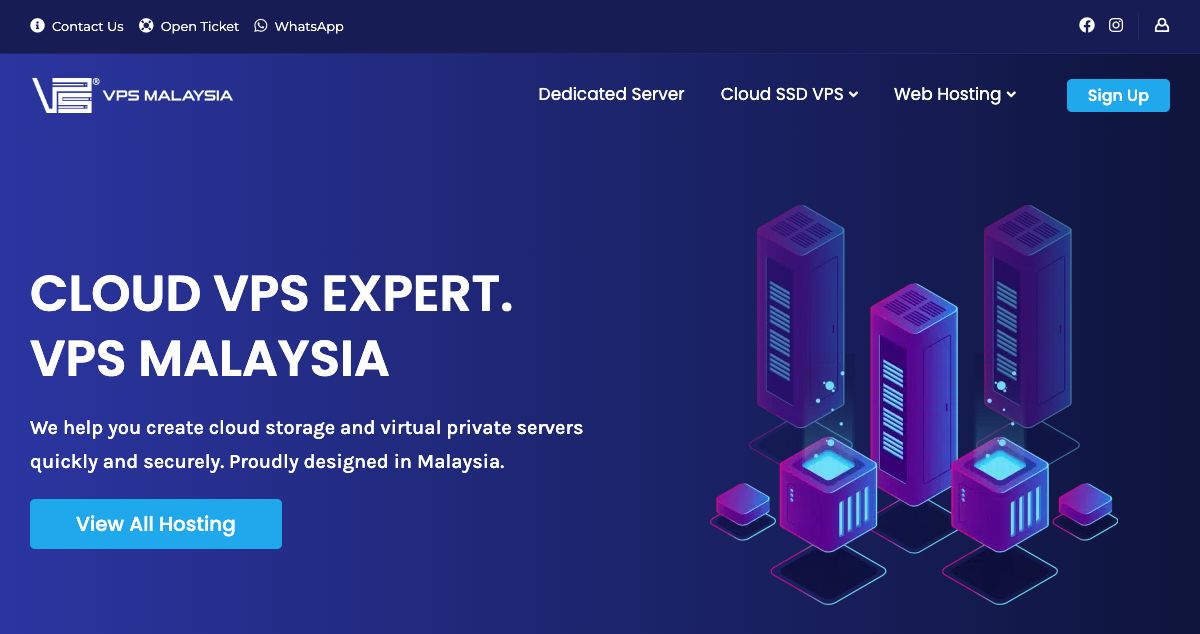 Homepage of VPS Malaysia hosting