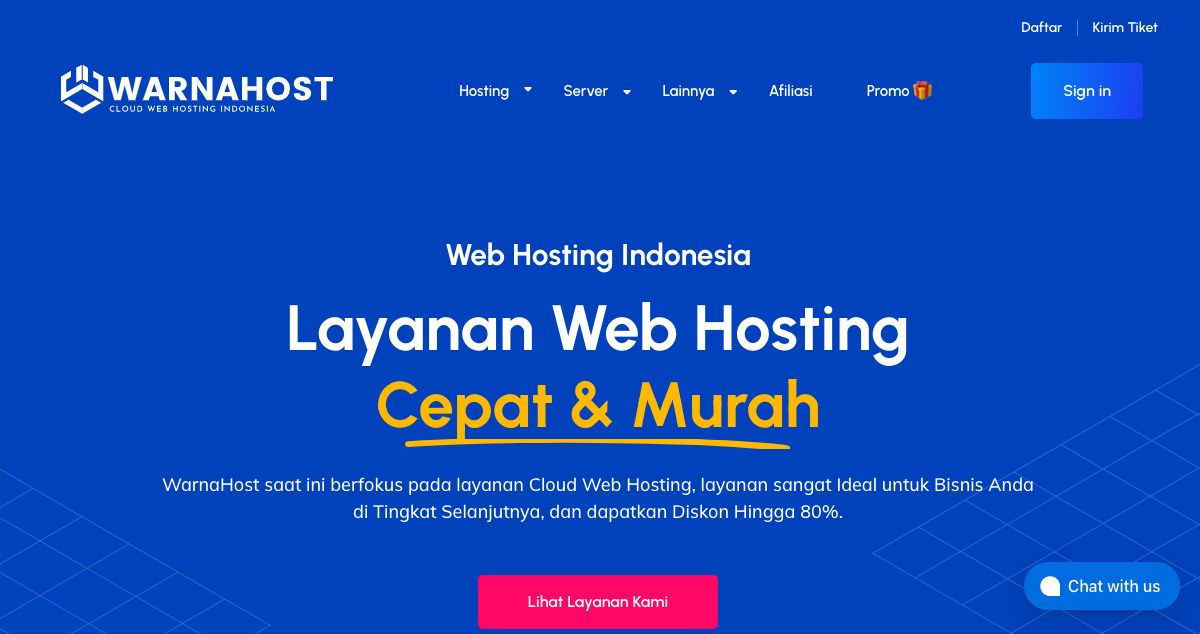 Homepage of Warna Hosting hosting