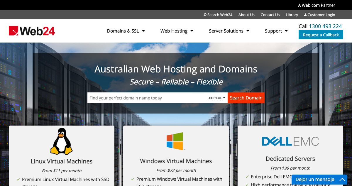 Homepage of Web24 hosting