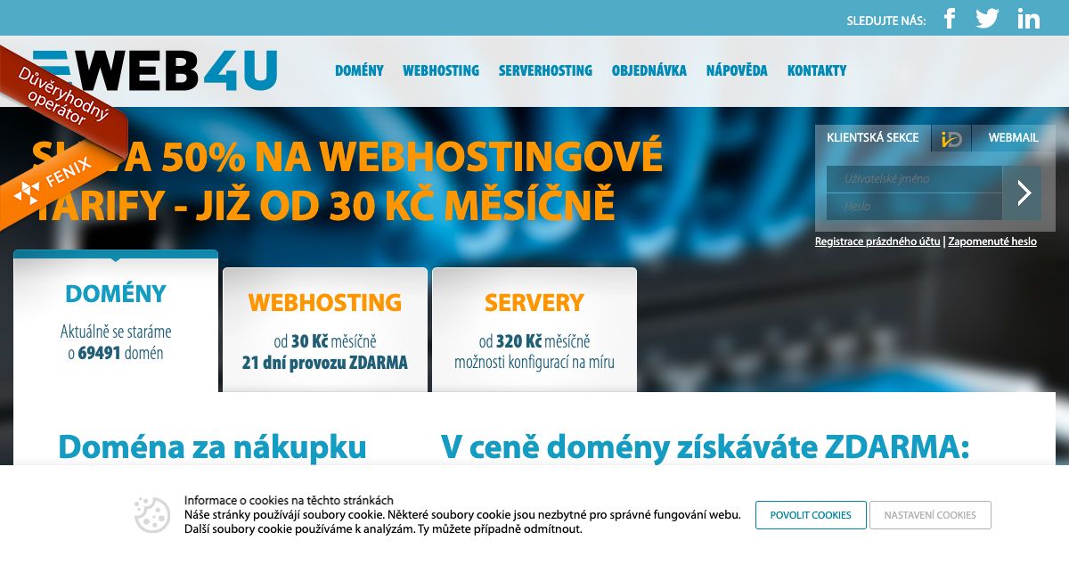 Homepage of Web4u hosting