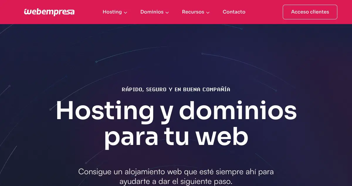 Homepage of Webempresa hosting