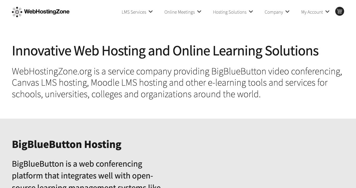 Homepage of WebHostingZone hosting