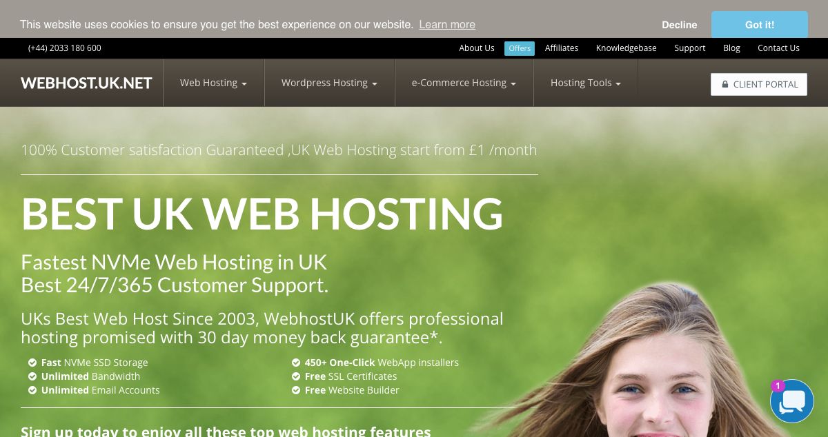 Homepage of WebHost.UK.Net hosting