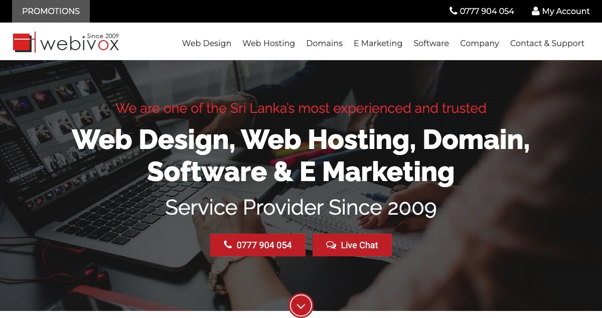 Homepage of WEBIVOX INTERNATIONAL (PVT) LTD hosting