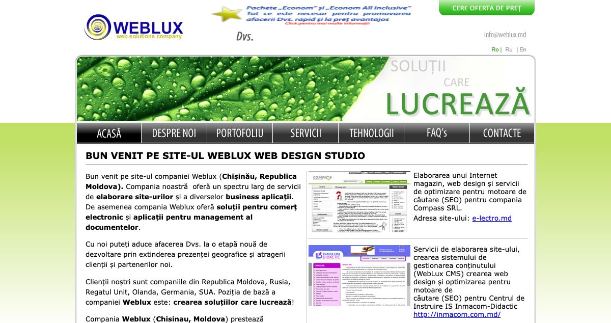 Homepage of WebLux hosting