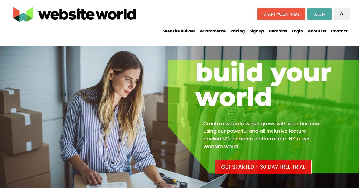 Homepage of Website Builder World hosting