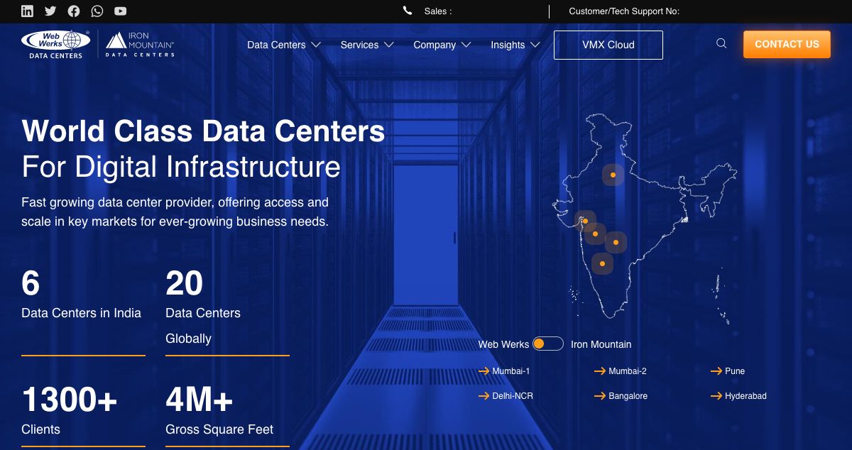 Homepage of Web Werks Data Centers hosting